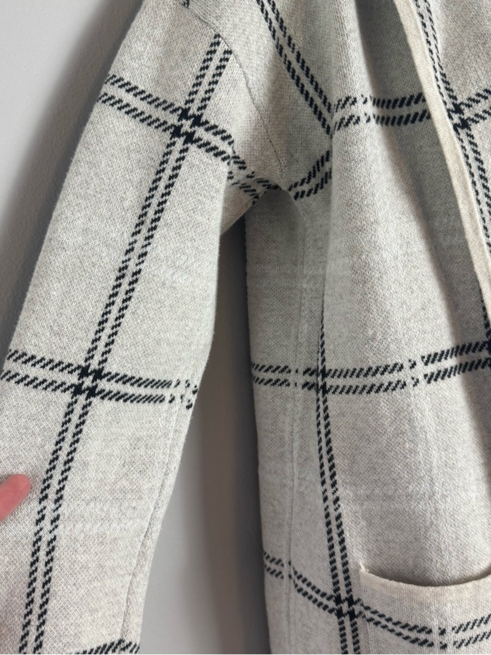 LOFT Cream & Black Plaid Open-Front Cardigan Size M - Picture 5 of 9